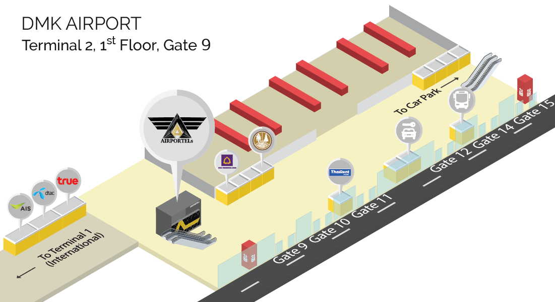 AIRPORTELs Booth on 1st Flr., Gate 9, Domestic Passenger Terminal (Terminal 2).